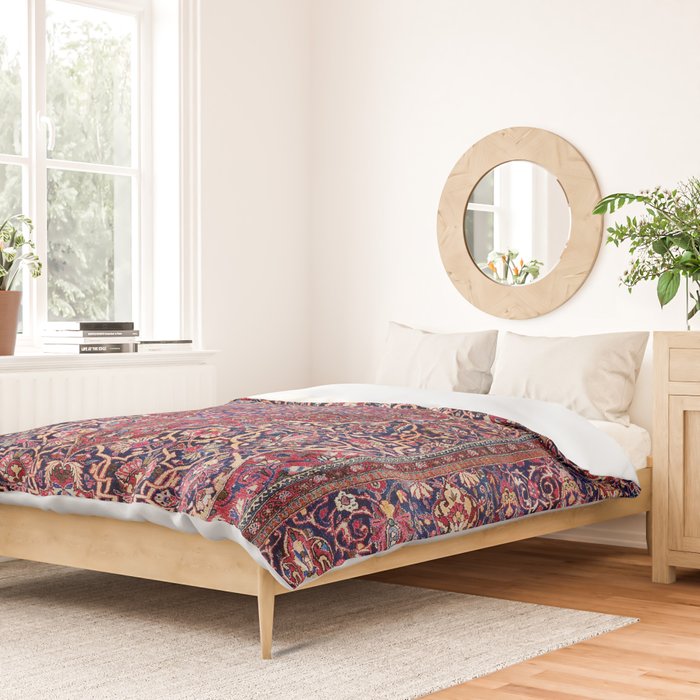 Kashan Central Persian Silk Rug Print Duvet Cover Gallery Image 2