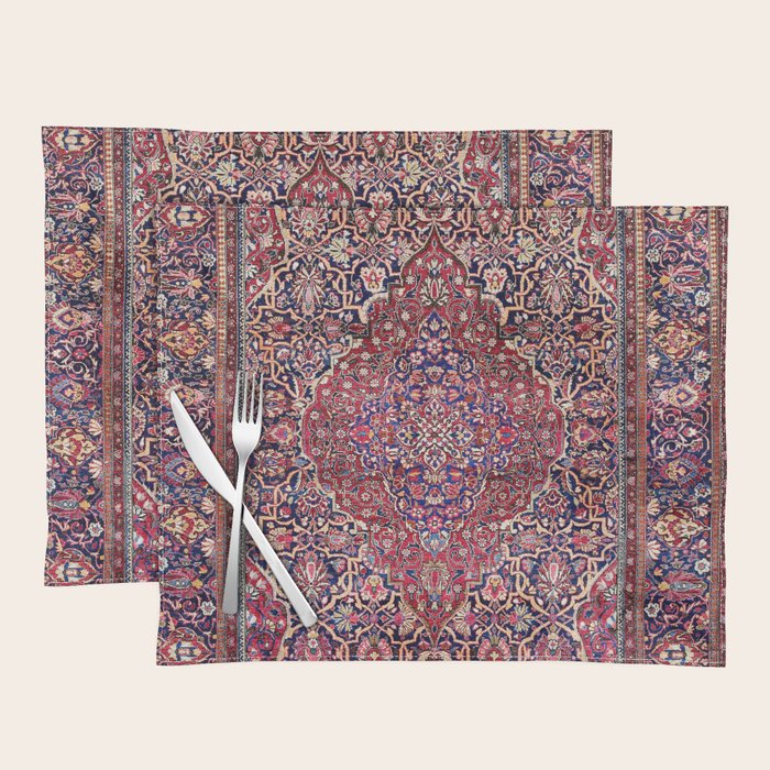 Kashan Central Persian Silk Rug Print Placemat Gallery Image 1