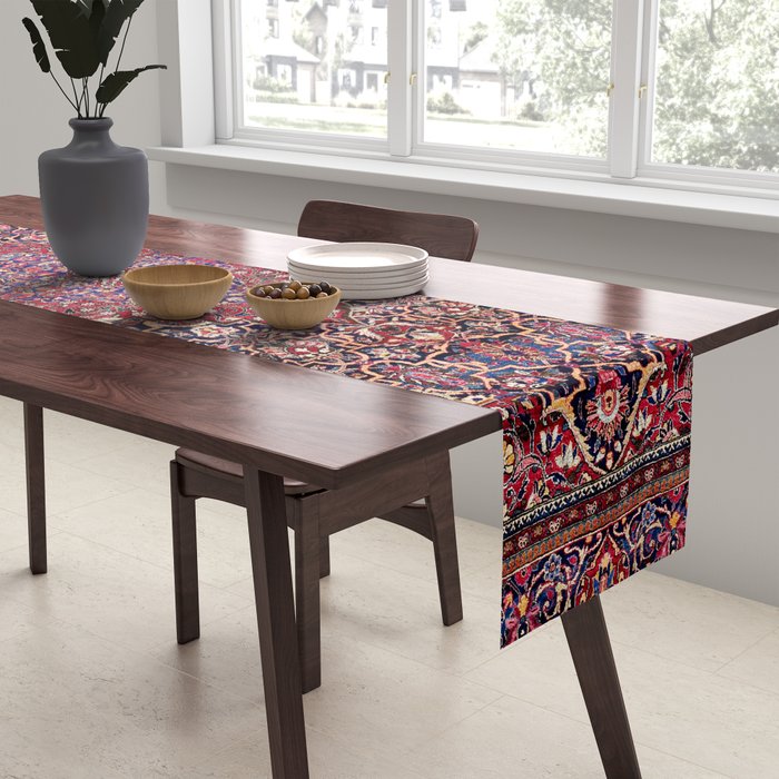 Kashan Central Persian Silk Rug Print Table Runner Gallery Image 2