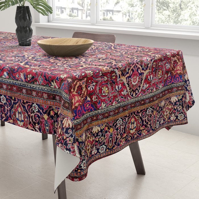 Kashan Central Persian Silk Rug Print Tablecloth Gallery Image 3