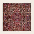 Kashan Central Persian Silk Rug Print Wood Wall Art Gallery Image 1