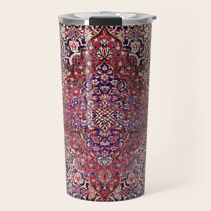 Kashan Central Persian Silk Rug Print Travel Mug Gallery Image 1