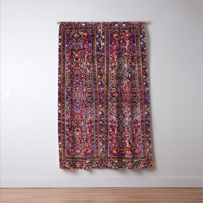 Kashan Central Persian Silk Rug Print Window Curtain Gallery Image 3