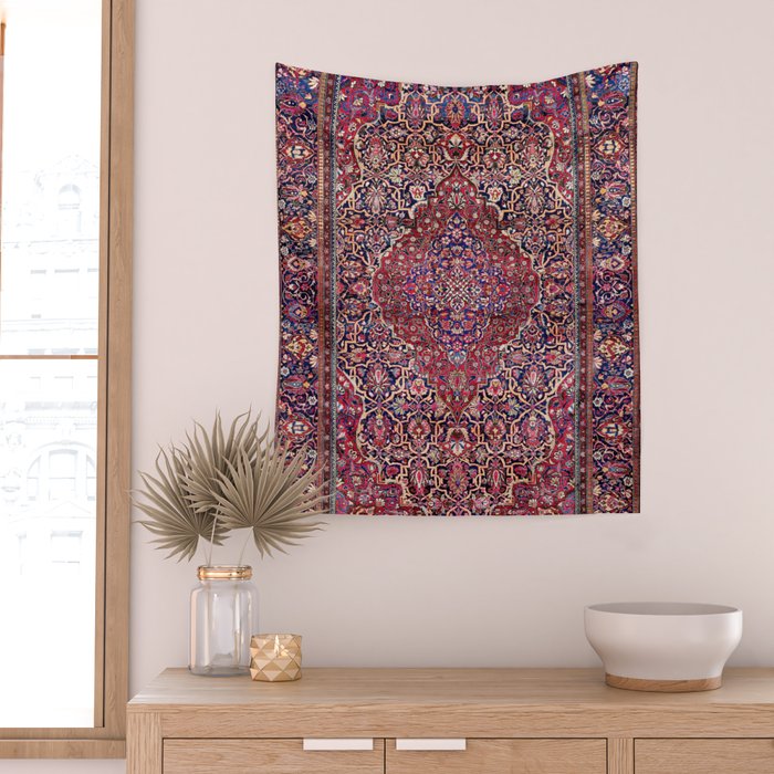 Kashan Central Persian Silk Rug Print Wall Tapestry Gallery Image 2