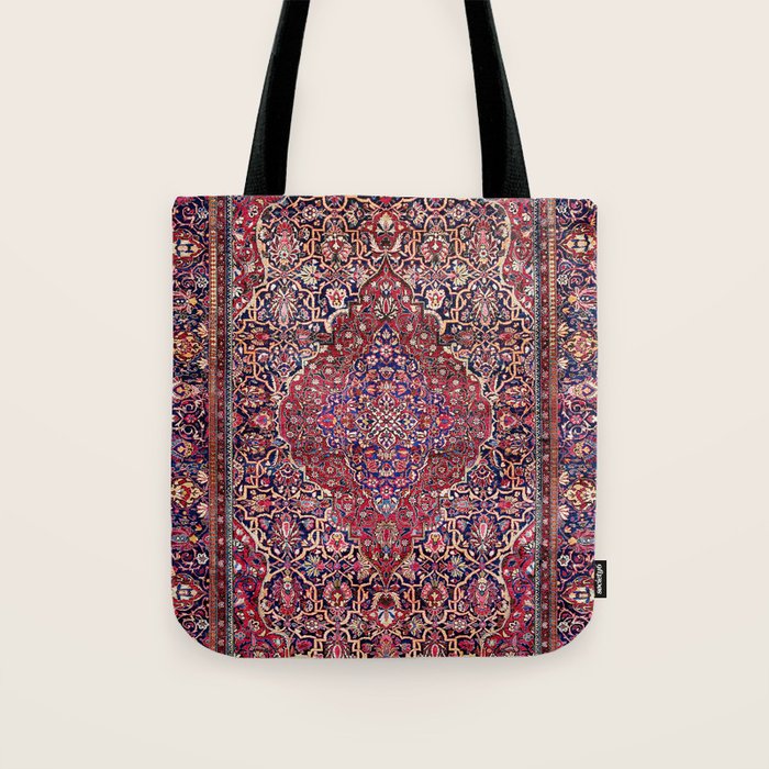Kashan Central Persian Silk Rug Print Tote Bag Gallery Image 1