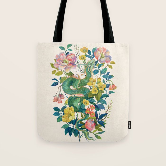 Floral Dragon Tote Bag Gallery Image 1