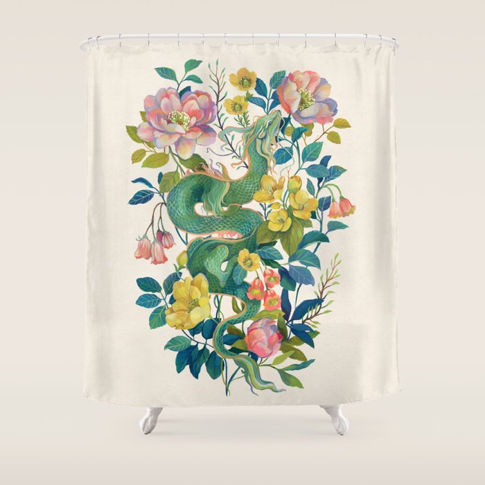 Floral Dragon Shower Curtain Gallery Image 1