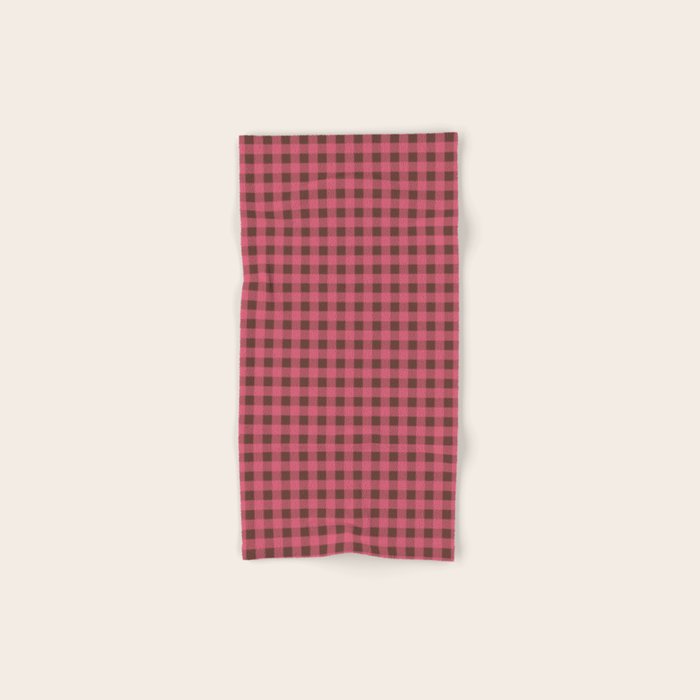 Gingham Check Eclectic Plaid Pattern in Pink and Brown Bath Towel Gallery Image 1