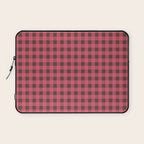 Gingham Check Eclectic Plaid Pattern in Pink and Brown Laptop Sleeve Gallery Image 1
