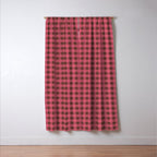 Gingham Check Eclectic Plaid Pattern in Pink and Brown Window Curtain Gallery Image 3