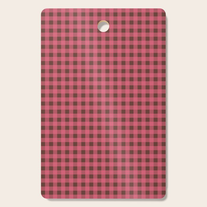 Gingham Check Eclectic Plaid Pattern in Pink and Brown Cutting Board Gallery Image 1