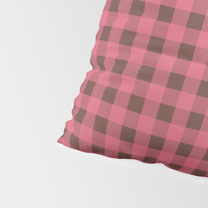 Gingham Check Eclectic Plaid Pattern in Pink and Brown Pillow Sham Gallery Image 4