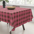 Gingham Check Eclectic Plaid Pattern in Pink and Brown Tablecloth Gallery Image 3