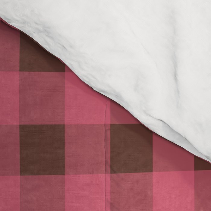 Gingham Check Eclectic Plaid Pattern in Pink and Brown Comforter Gallery Image 4