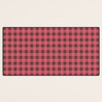 Gingham Check Eclectic Plaid Pattern in Pink and Brown Desk Mat Gallery Image 3