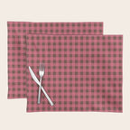 Gingham Check Eclectic Plaid Pattern in Pink and Brown Placemat Gallery Image 1