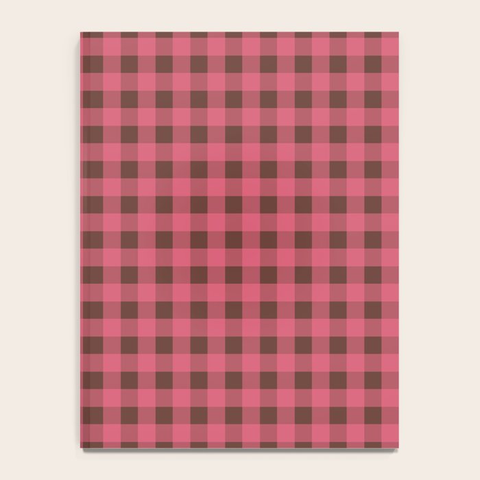 Gingham Check Eclectic Plaid Pattern in Pink and Brown Notebook Gallery Image 4