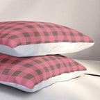 Gingham Check Eclectic Plaid Pattern in Pink and Brown Pillow Sham Gallery Image 3
