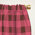 Gingham Check Eclectic Plaid Pattern in Pink and Brown Window Curtain Gallery Image 2