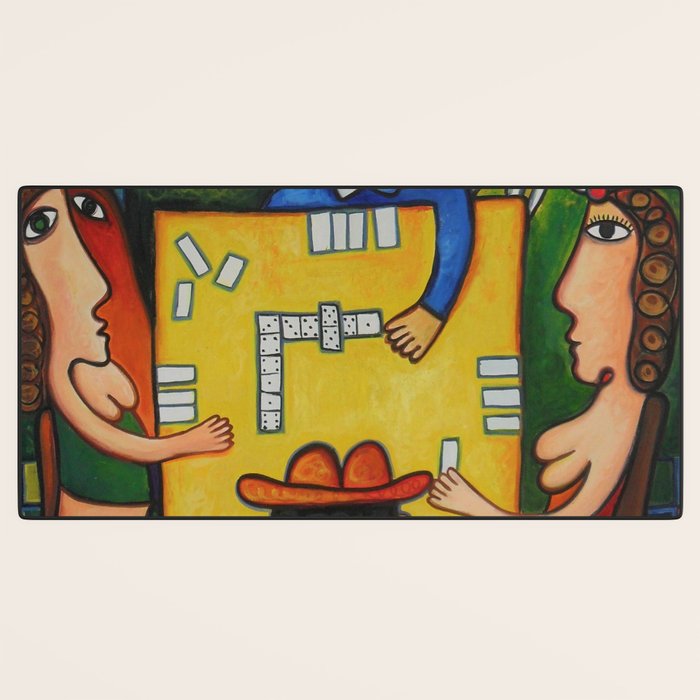 The Domino Players (Juego de Domino), Plaza Dolores, Santiago de Cuba, oil on canvas, by Jose Rodriguez Fuster Desk Mat Gallery Image 3