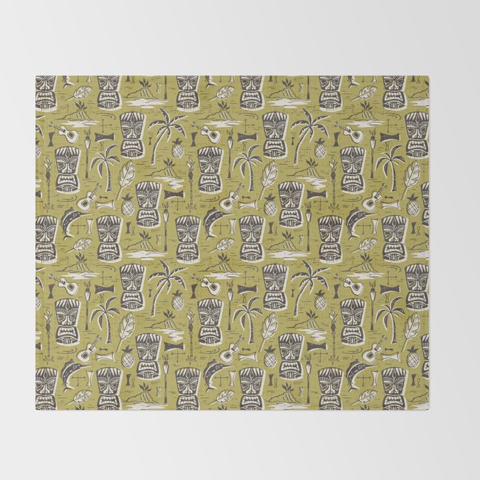Tropical Tiki Green Throw Blanket Gallery Image 2