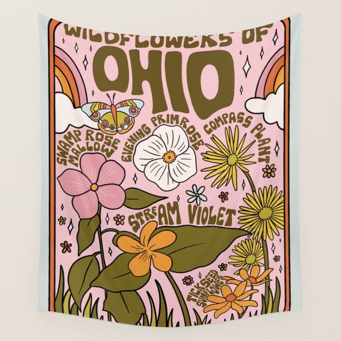 Ohio Wildflowers Wall Tapestry Gallery Image 4