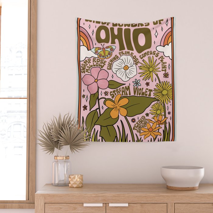Ohio Wildflowers Wall Tapestry Gallery Image 2