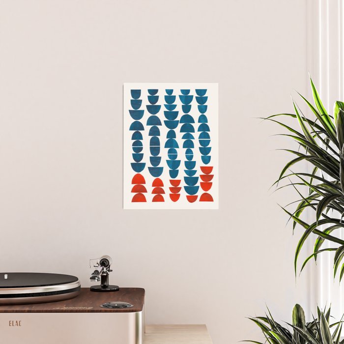 Teal Jewels Minimalist Minimal Abstract Mid Century Modern Paper Collage Shapes Poster Gallery Image 2