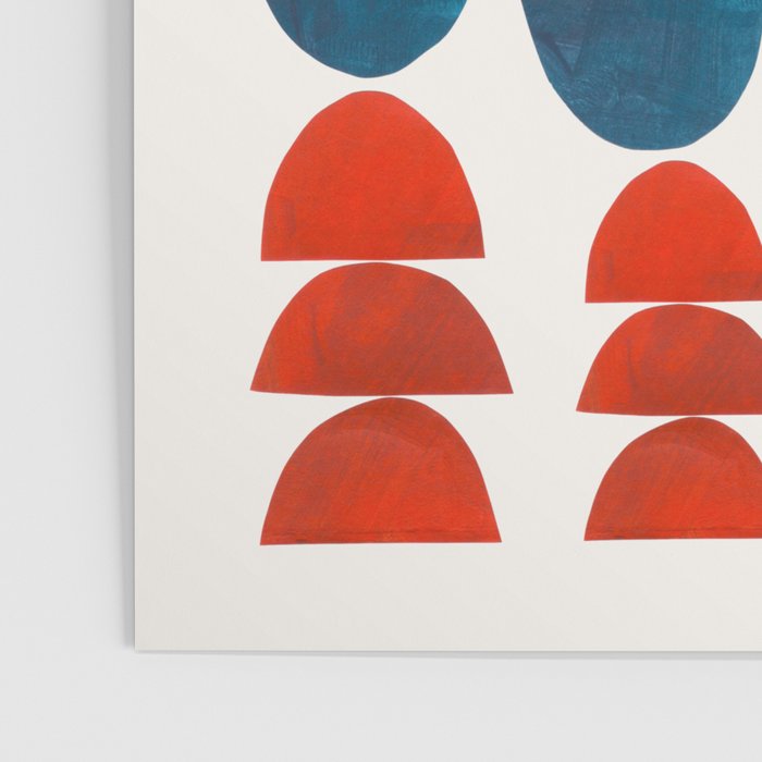 Teal Jewels Minimalist Minimal Abstract Mid Century Modern Paper Collage Shapes Poster Gallery Image 3