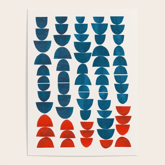 Teal Jewels Minimalist Minimal Abstract Mid Century Modern Paper Collage Shapes Poster Gallery Image 4