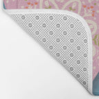 Pink Snowflake Mittens and Hearts on Blue Winter Pattern Bath Mat Gallery Image 2