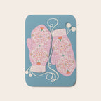 Pink Snowflake Mittens and Hearts on Blue Winter Pattern Bath Mat Gallery Image 1