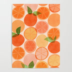 Sunny Oranges Tropical Fruit Illustration Poster Gallery Image 4