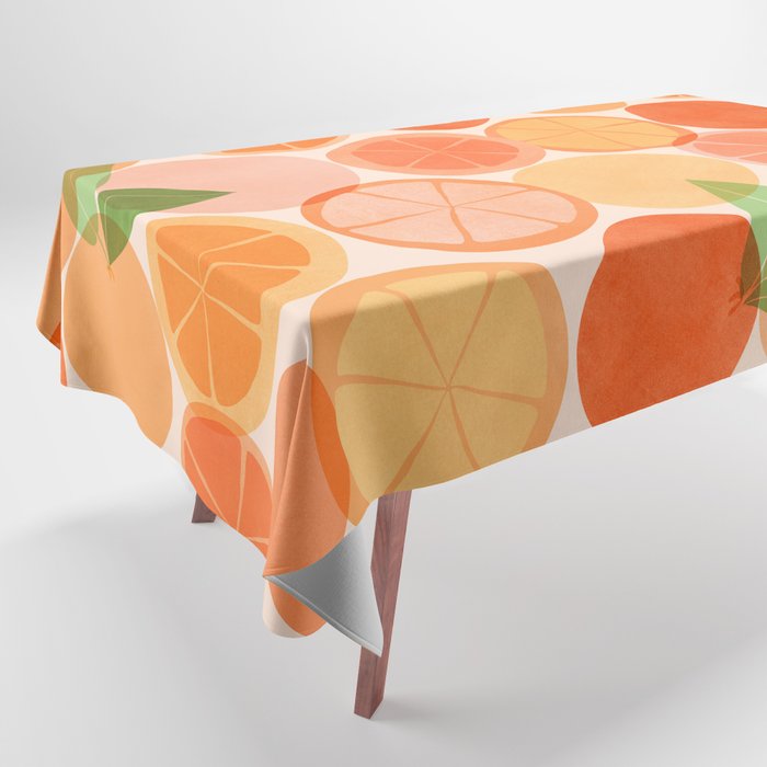 Sunny Oranges Tropical Fruit Illustration Tablecloth Gallery Image 1
