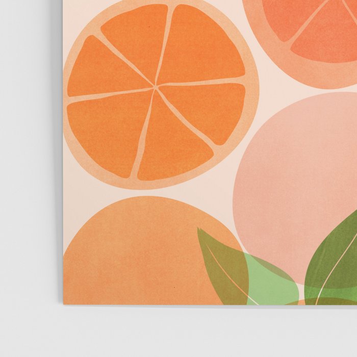 Sunny Oranges Tropical Fruit Illustration Poster Gallery Image 3