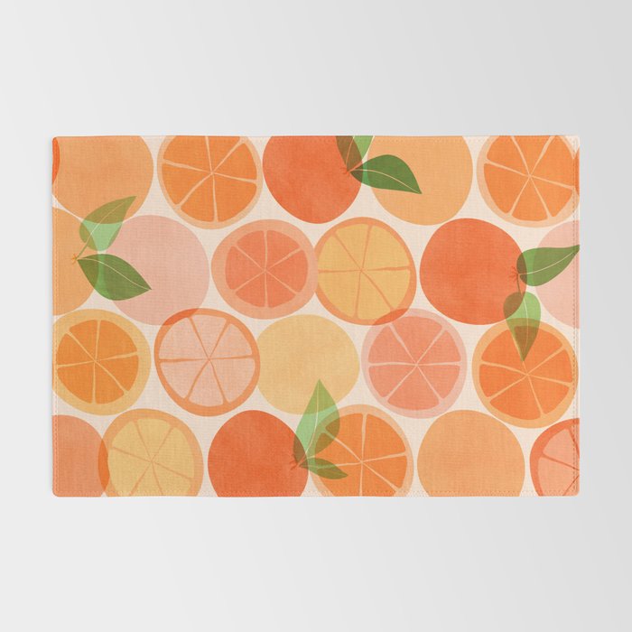 Sunny Oranges Tropical Fruit Illustration Rug Gallery Image 2