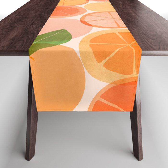 Sunny Oranges Tropical Fruit Illustration Table Runner Gallery Image 1