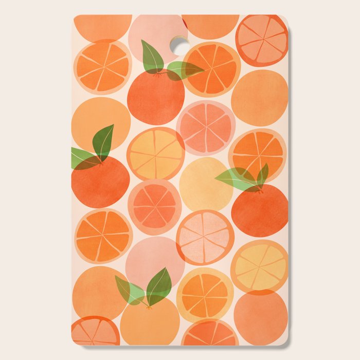 Sunny Oranges Tropical Fruit Illustration Cutting Board Gallery Image 1