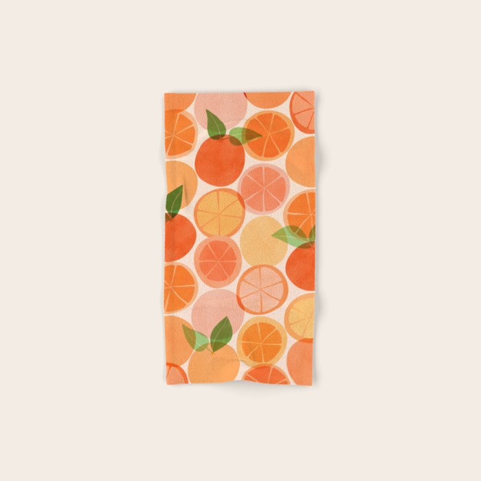 Sunny Oranges Tropical Fruit Illustration Bath Towel Gallery Image 1