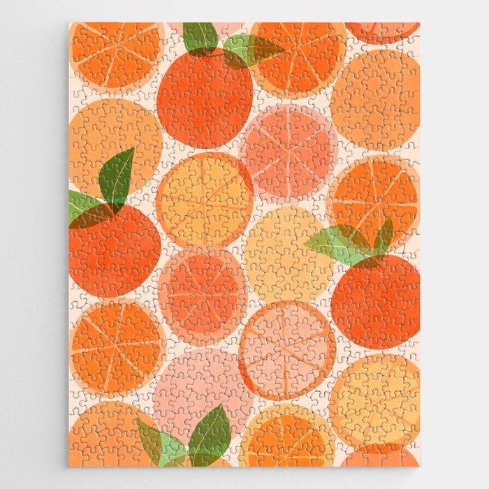 Sunny Oranges Tropical Fruit Illustration Jigsaw Puzzle Gallery Image 1