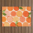 Sunny Oranges Tropical Fruit Illustration Outdoor Rug Gallery Image 1