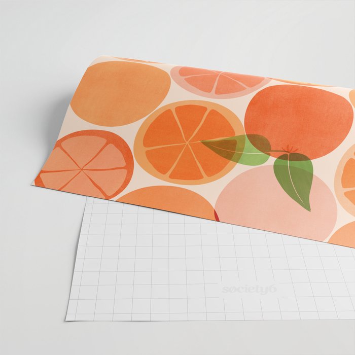 Sunny Oranges Tropical Fruit Illustration Wrapping Paper Gallery Image 2