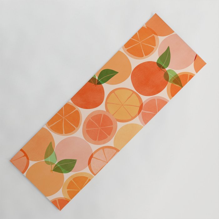 Sunny Oranges Tropical Fruit Illustration Yoga Mat Gallery Image 1