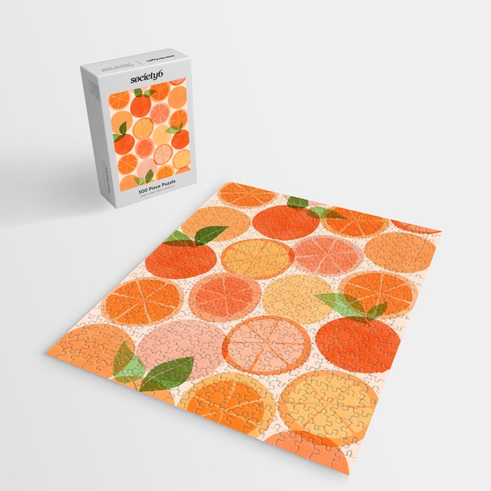 Sunny Oranges Tropical Fruit Illustration Jigsaw Puzzle Gallery Image 2