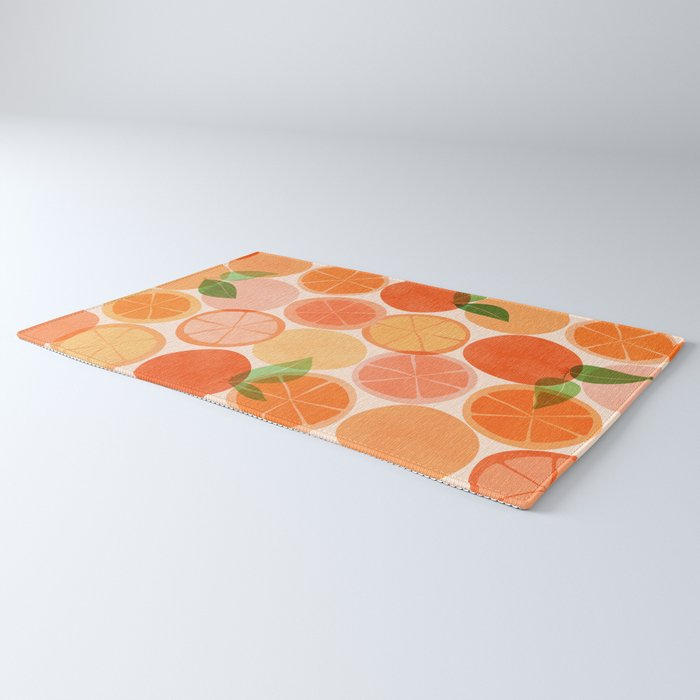 Sunny Oranges Tropical Fruit Illustration Rug Gallery Image 3