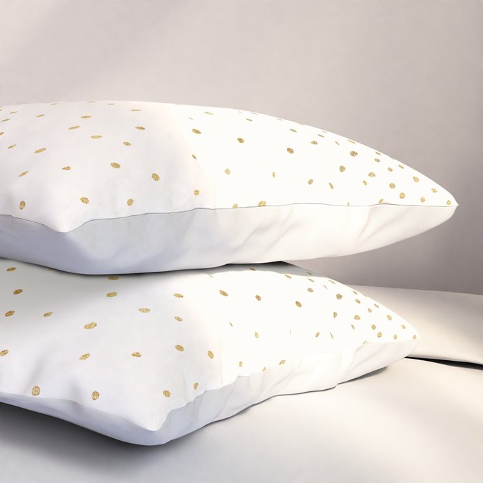 Falling Stars Metallic Gold Dot Pattern Pillow Sham Gallery Image 3