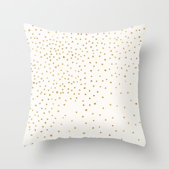 Falling Stars Metallic Gold Dot Pattern Throw Pillow Gallery Image 6