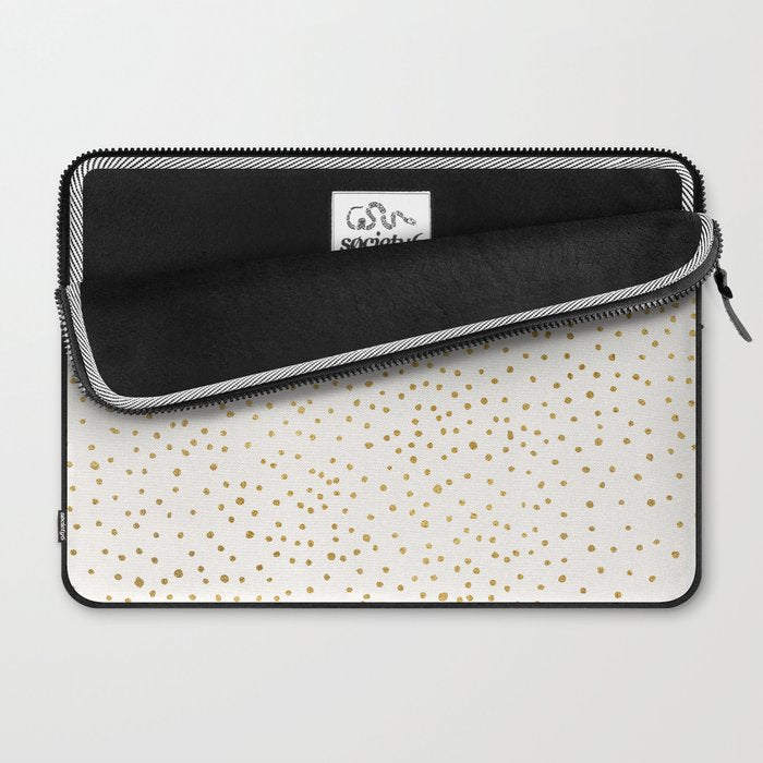 Falling Stars Metallic Gold Dot Pattern Laptop Sleeve Gallery Image 2