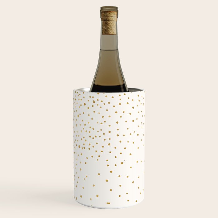Falling Stars Metallic Gold Dot Pattern Wine Chiller Gallery Image 1