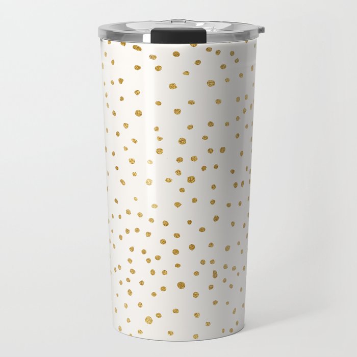 Falling Stars Metallic Gold Dot Pattern Travel Mug Gallery Image 1